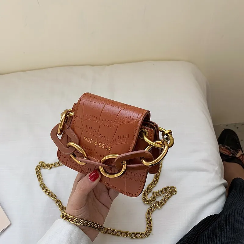 Elegant Female Mini Tote bag 2021  New Quality Leather Women's Designer Handbag Crocodile pattern Chain Shoulder Messenger Bag