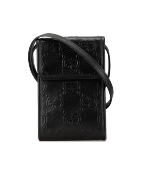 Embossed Leather Flap Crossbody Bag