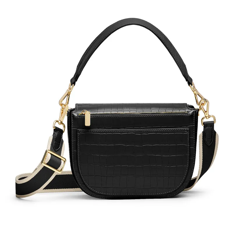 Gaia Crossbody Saddle Bag - Black