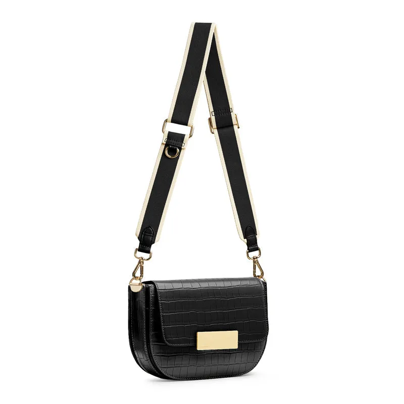 Gaia Crossbody Saddle Bag - Black