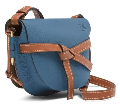 Gate Small Bag - Light Caramel/Pecan Color or Varsity Blue/Pecan Color