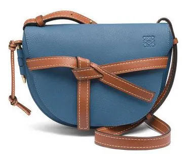 Gate Small Bag - Light Caramel/Pecan Color or Varsity Blue/Pecan Color