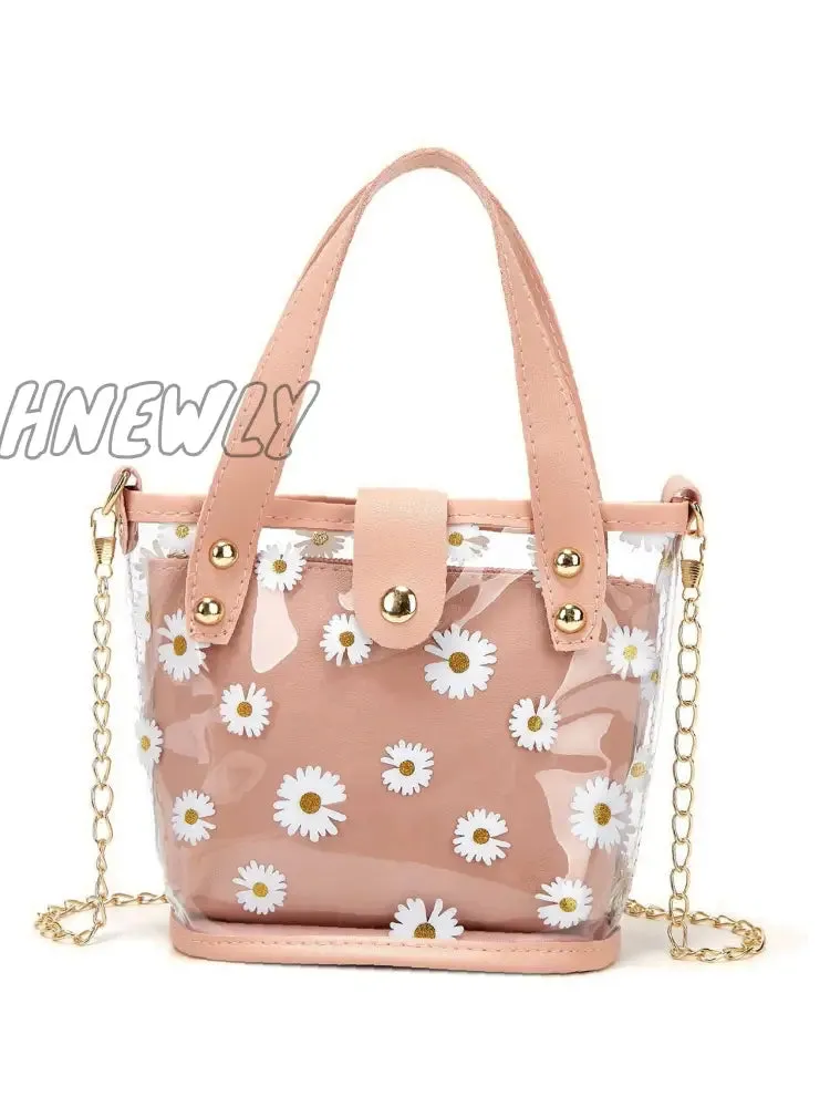 Hnewly - Clear Floral Graphic Satchel Bag with Inner Pouch  - Women Satchels