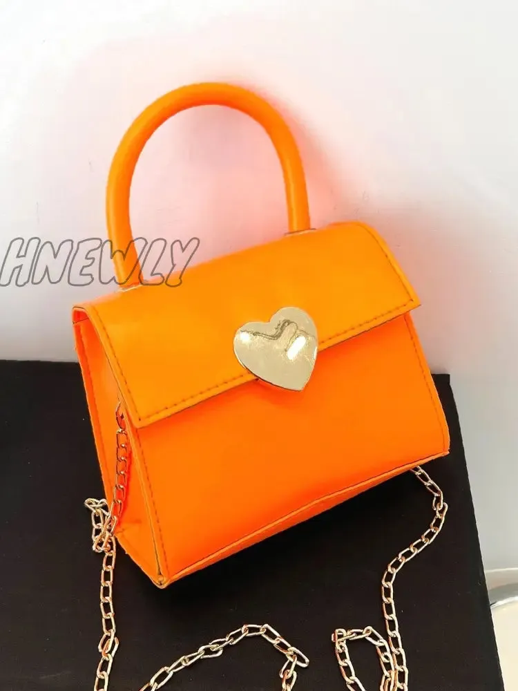 Hnewly - Metal Decor Chain Satchel Bag  - Women Satchels