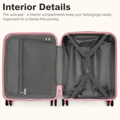 Kono 24 Inch Expandable Lightweight Hard Shell Check-In Suitcase with TSA Lock, Pink