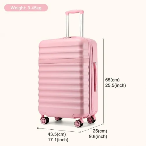 Kono 24 Inch Expandable Lightweight Hard Shell Check-In Suitcase with TSA Lock, Pink