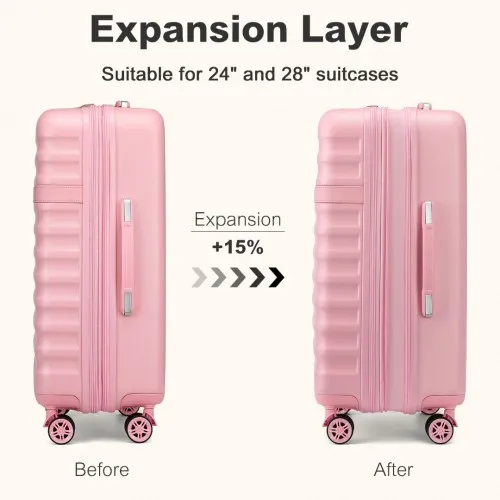 Kono 24 Inch Expandable Lightweight Hard Shell Check-In Suitcase with TSA Lock, Pink