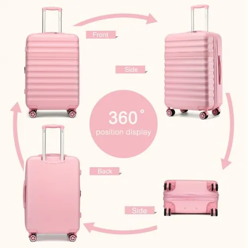 Kono 24 Inch Expandable Lightweight Hard Shell Check-In Suitcase with TSA Lock, Pink