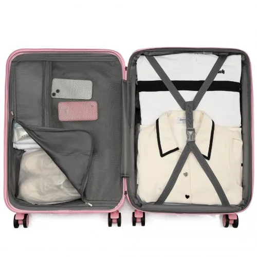 Kono 24 Inch Expandable Lightweight Hard Shell Check-In Suitcase with TSA Lock, Pink