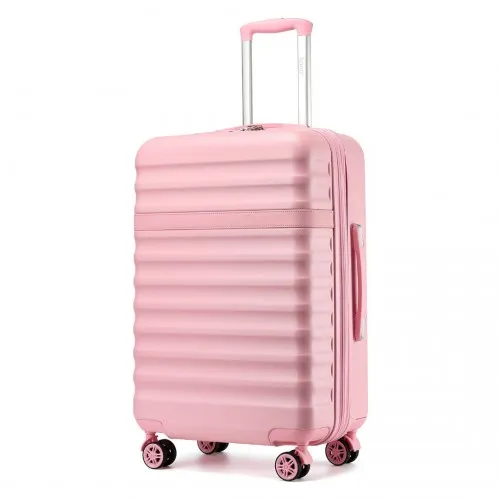 Kono 24 Inch Expandable Lightweight Hard Shell Check-In Suitcase with TSA Lock, Pink