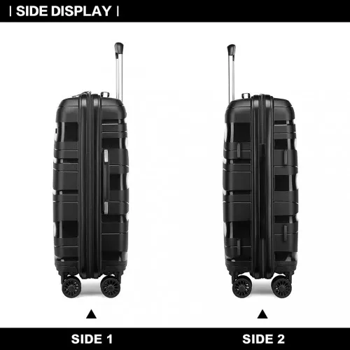 Kono 24 Inch Lightweight Polypropylene Hard Shell Suitcase With TSA Lock - Black | Durable & Stylish Luggage