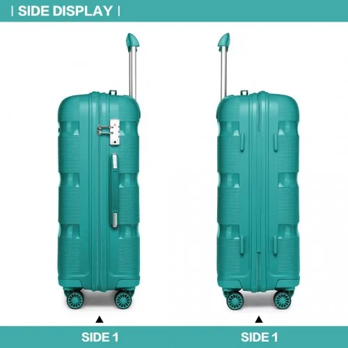 Kono Bright Hard Shell PP Suitcase Set - 3 Pieces - Blue/Green - Classic Collection