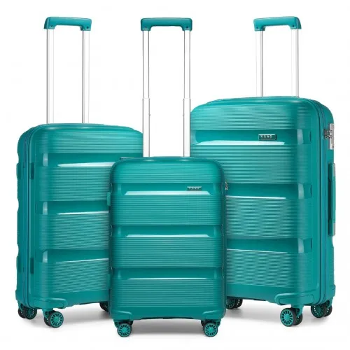 Kono Bright Hard Shell PP Suitcase Set - 3 Pieces - Blue/Green - Classic Collection