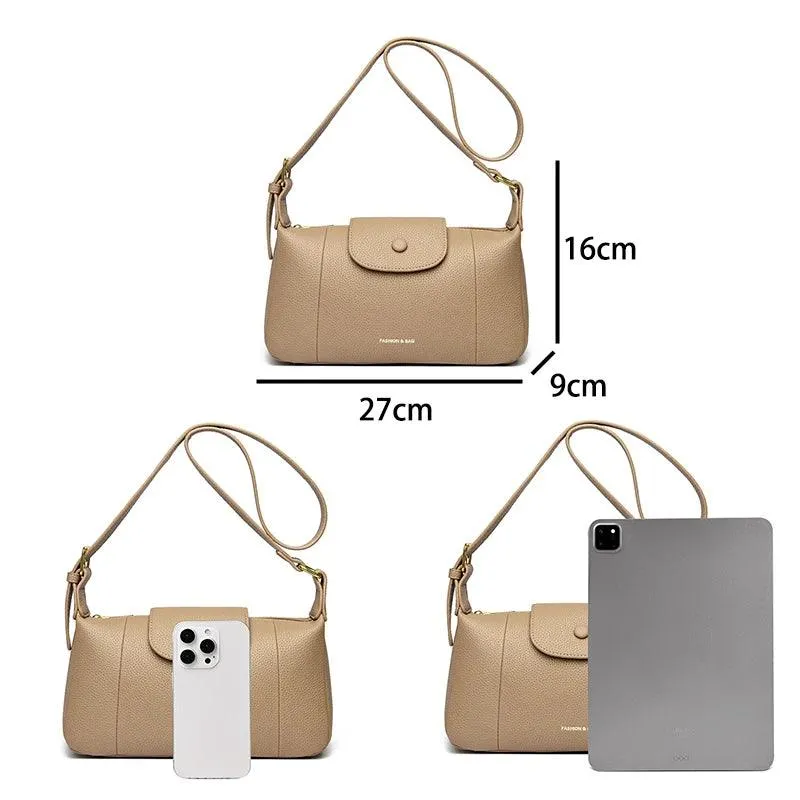 Leather Crossbody Bags Small Snap Flap and Zipper Women's Shoulder Bags