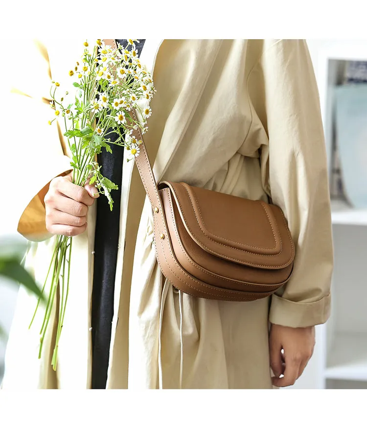 Leather Small Saddle Crossbody Bags For Women