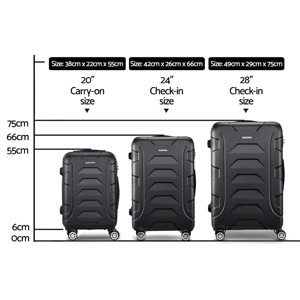 Lightweight 3pc TSA Hard-Shell Luggage Set, Black | Wanderlite