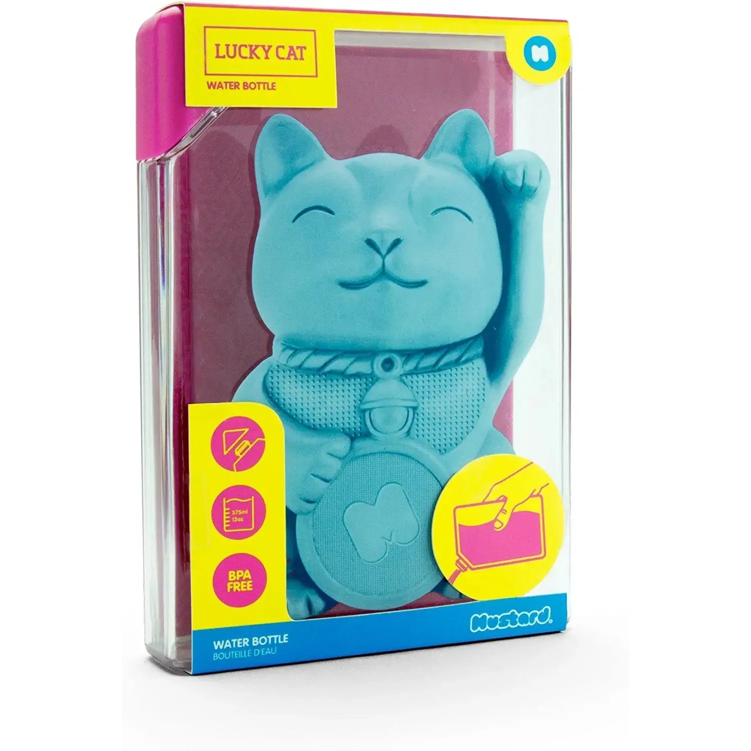 Lucky Cat Rectangular Water Bottle | Fits in Handbag