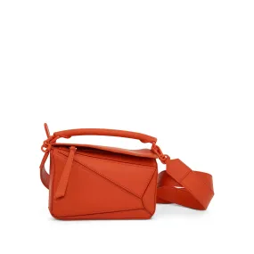 Mini Puzzle Bag in Satin Calfskin in Orange