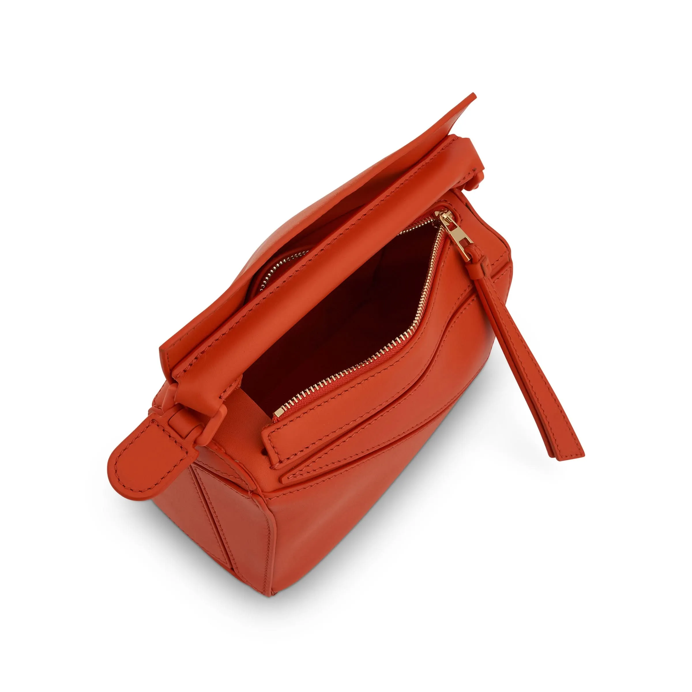 Mini Puzzle Bag in Satin Calfskin in Orange