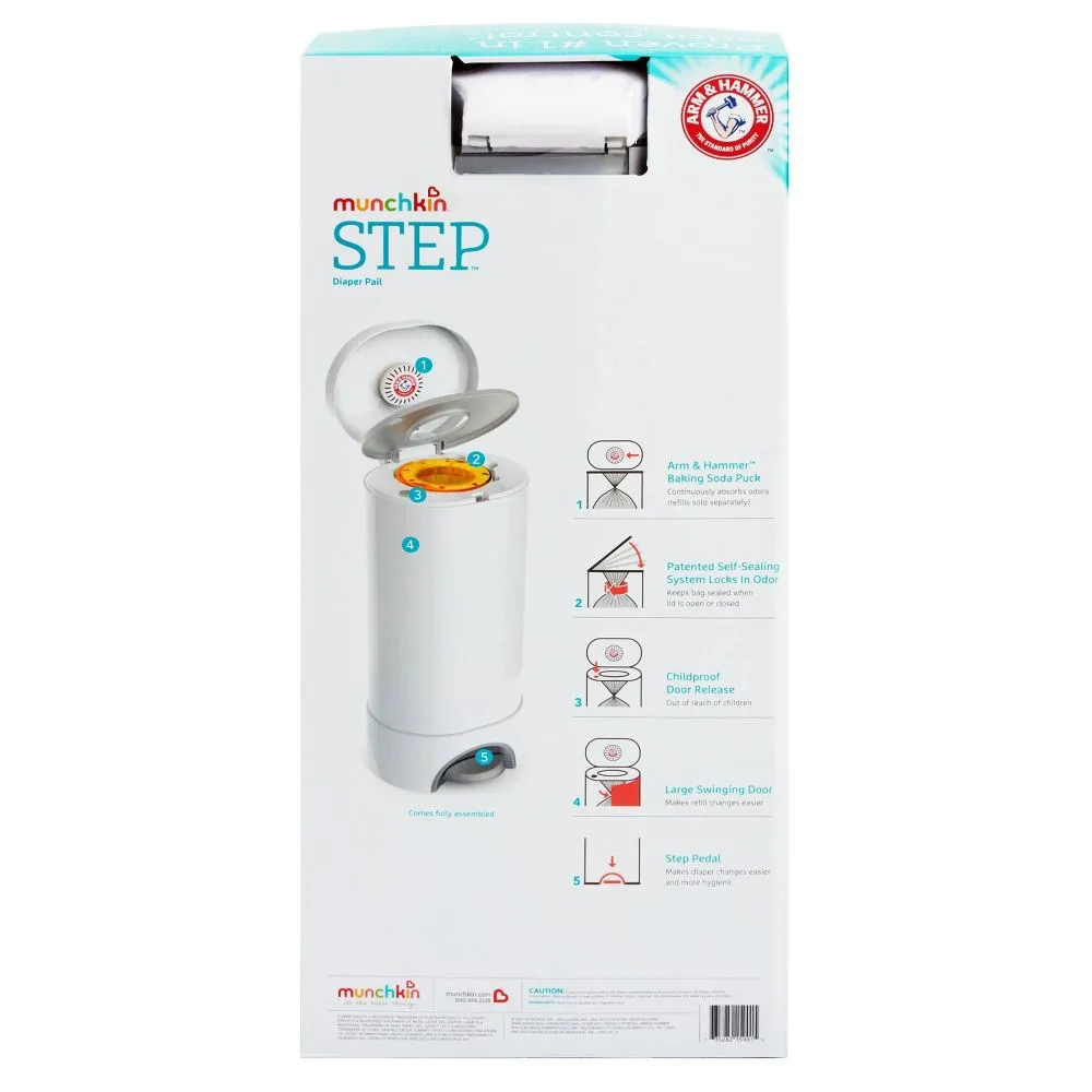 Munchkin STEP Diaper Pail, Powered by Arm & Hammer