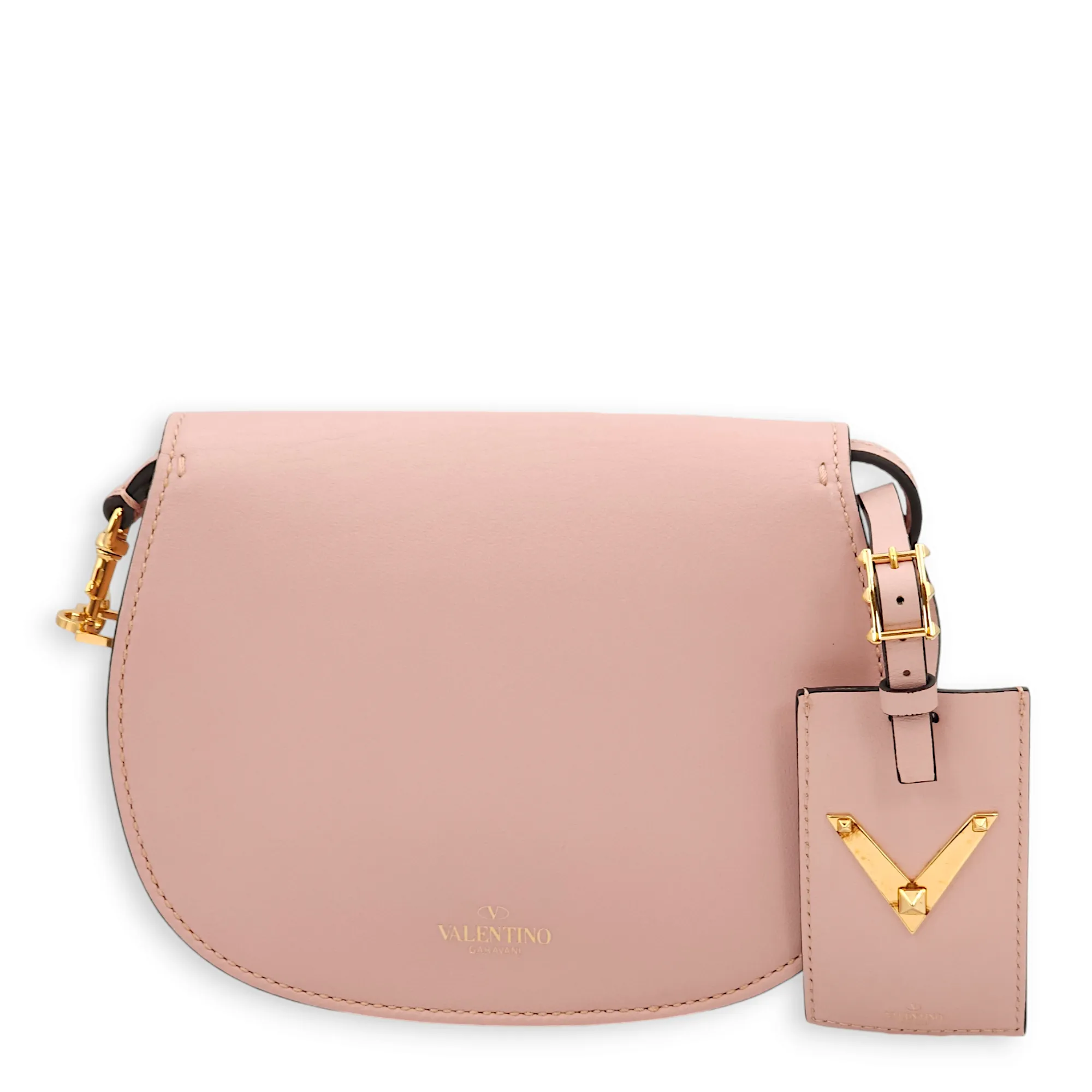 My Rockstuds Saddle Pink Crossbody Bag, Gold hardware