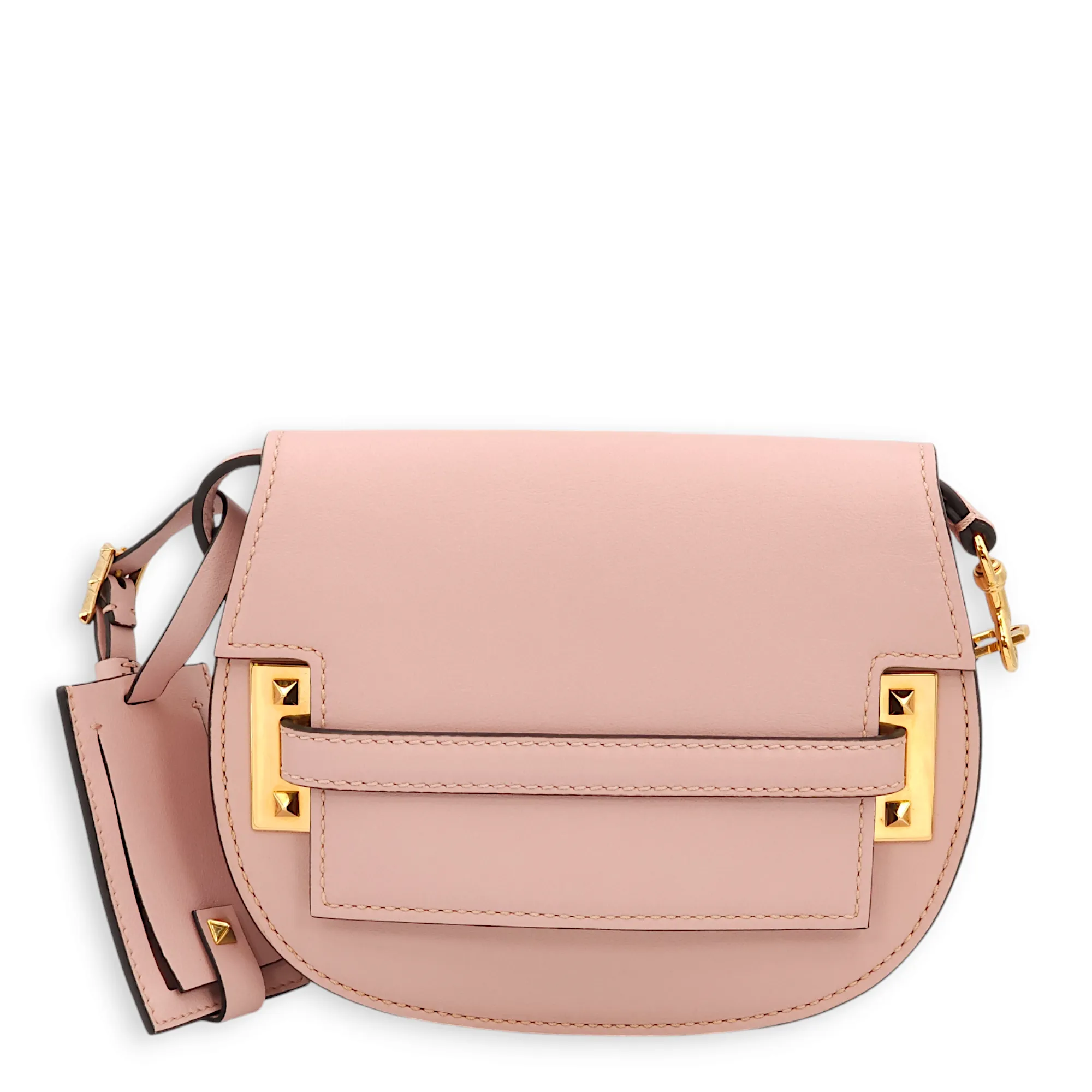 My Rockstuds Saddle Pink Crossbody Bag, Gold hardware