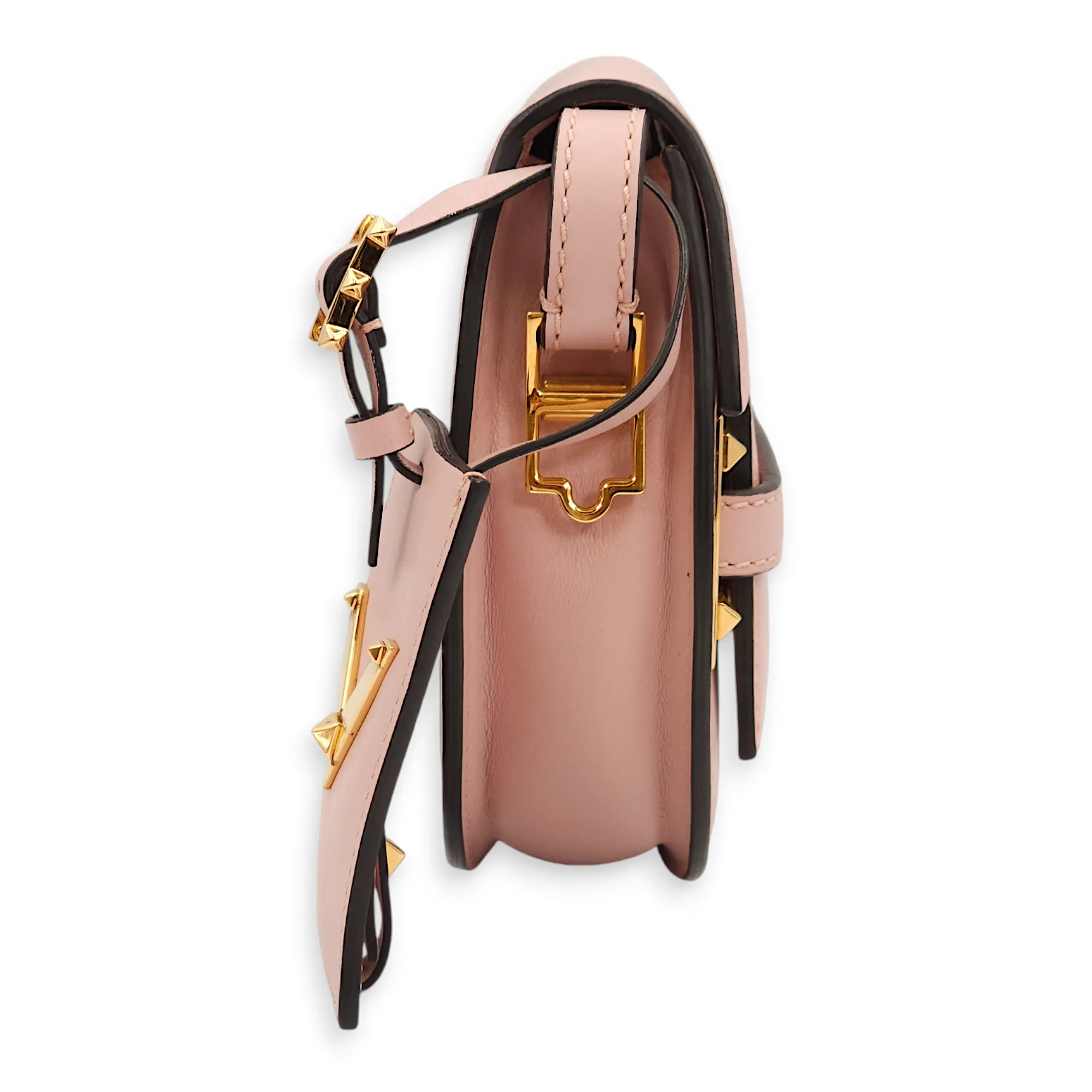 My Rockstuds Saddle Pink Crossbody Bag, Gold hardware