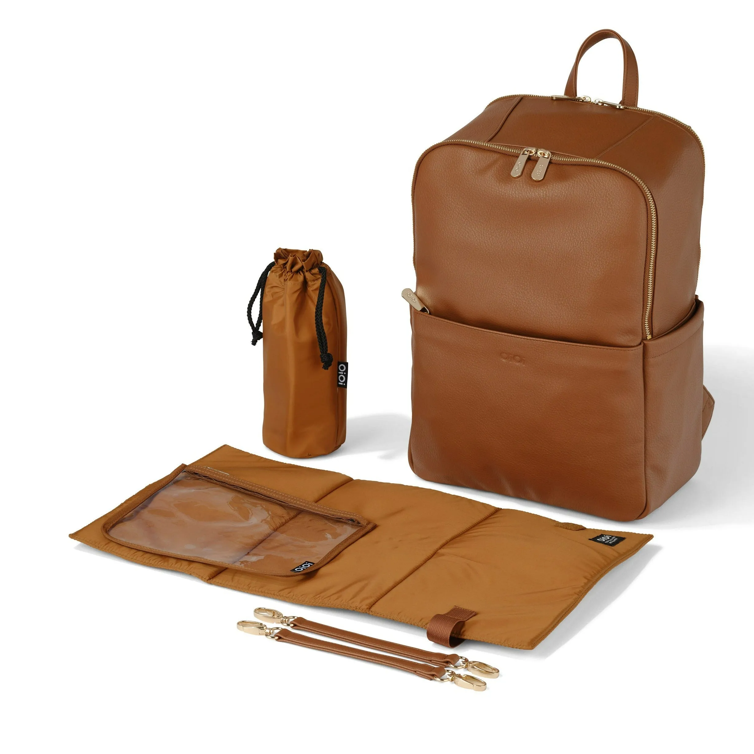 Oioi Multitasker Diaper Backpack - Chestnut Brown Vegan Leather