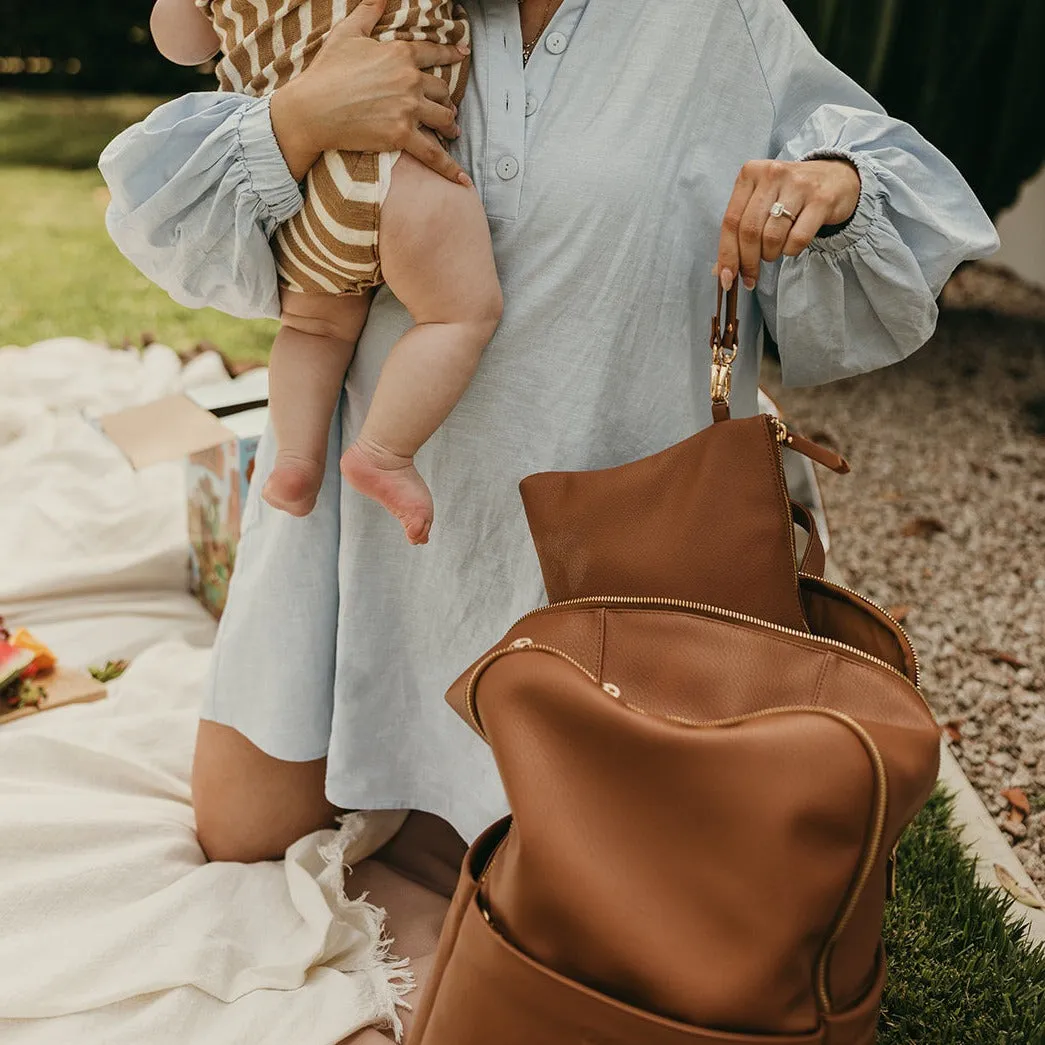 Oioi Multitasker Diaper Backpack - Chestnut Brown Vegan Leather