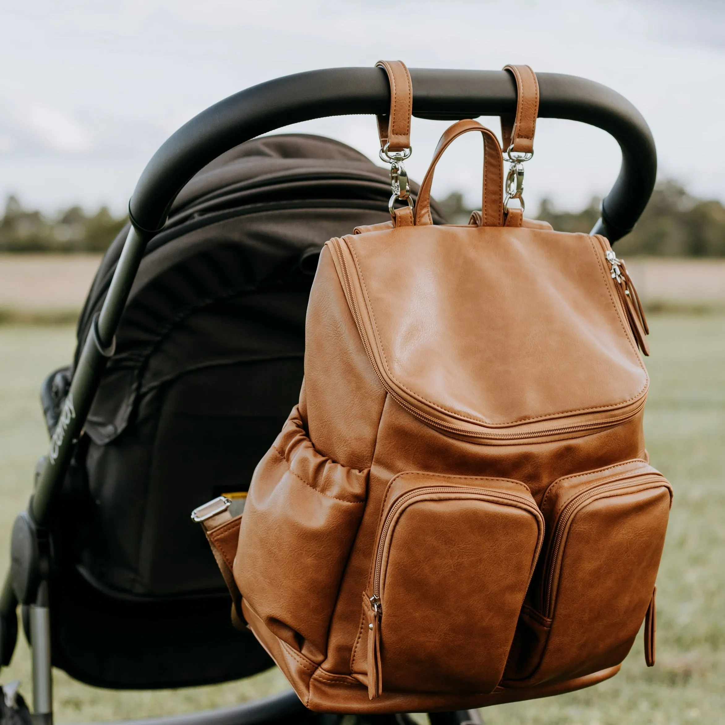 Oioi Signature Diaper Backpack - Tan Vegan Leather