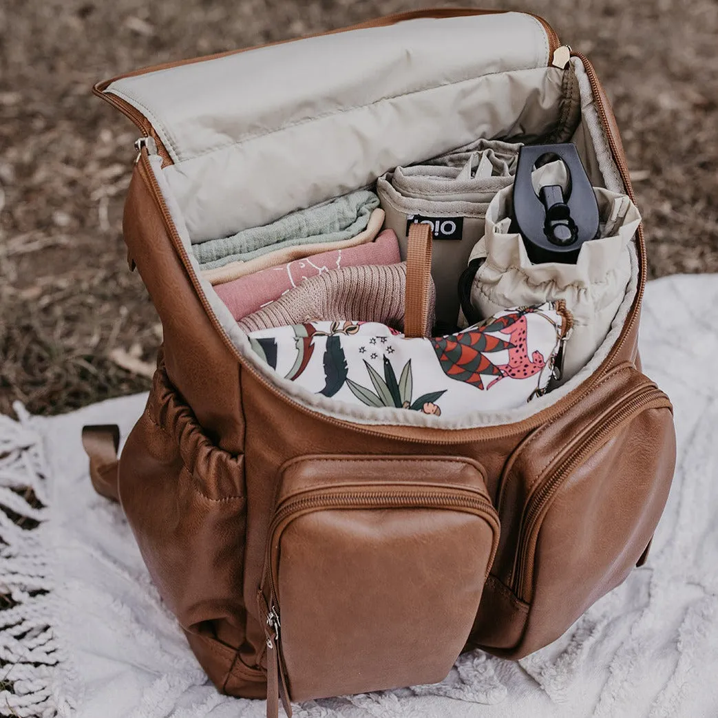 Oioi Signature Diaper Backpack - Tan Vegan Leather