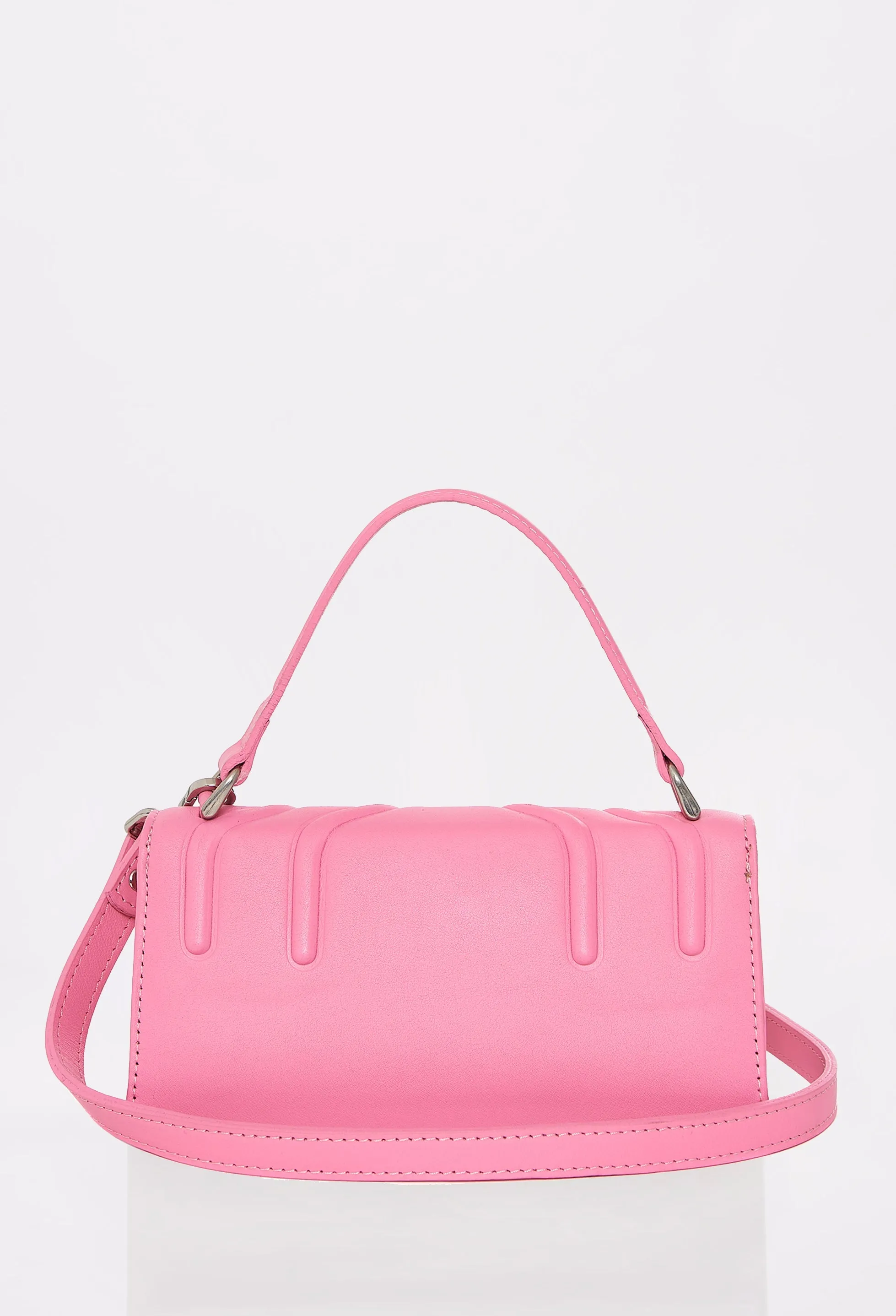 Pink Leather Crossbody Flap Bag 'Hilda'