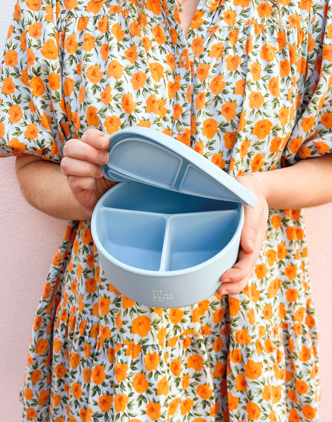 Powder Blue Round Silicone Bento Lunch Box