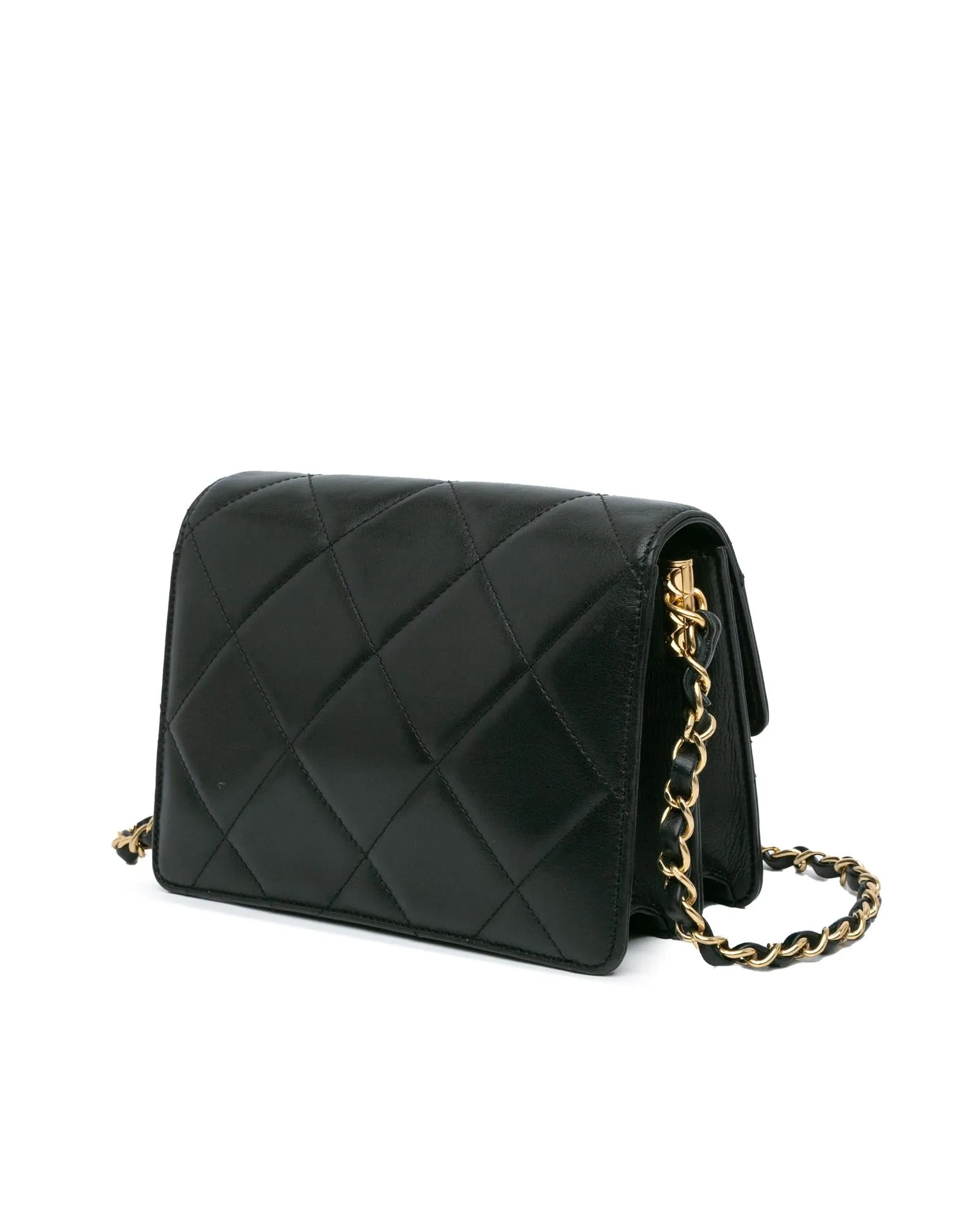 Quilted Lambskin Crossbody Bag with Octagonal Buckle