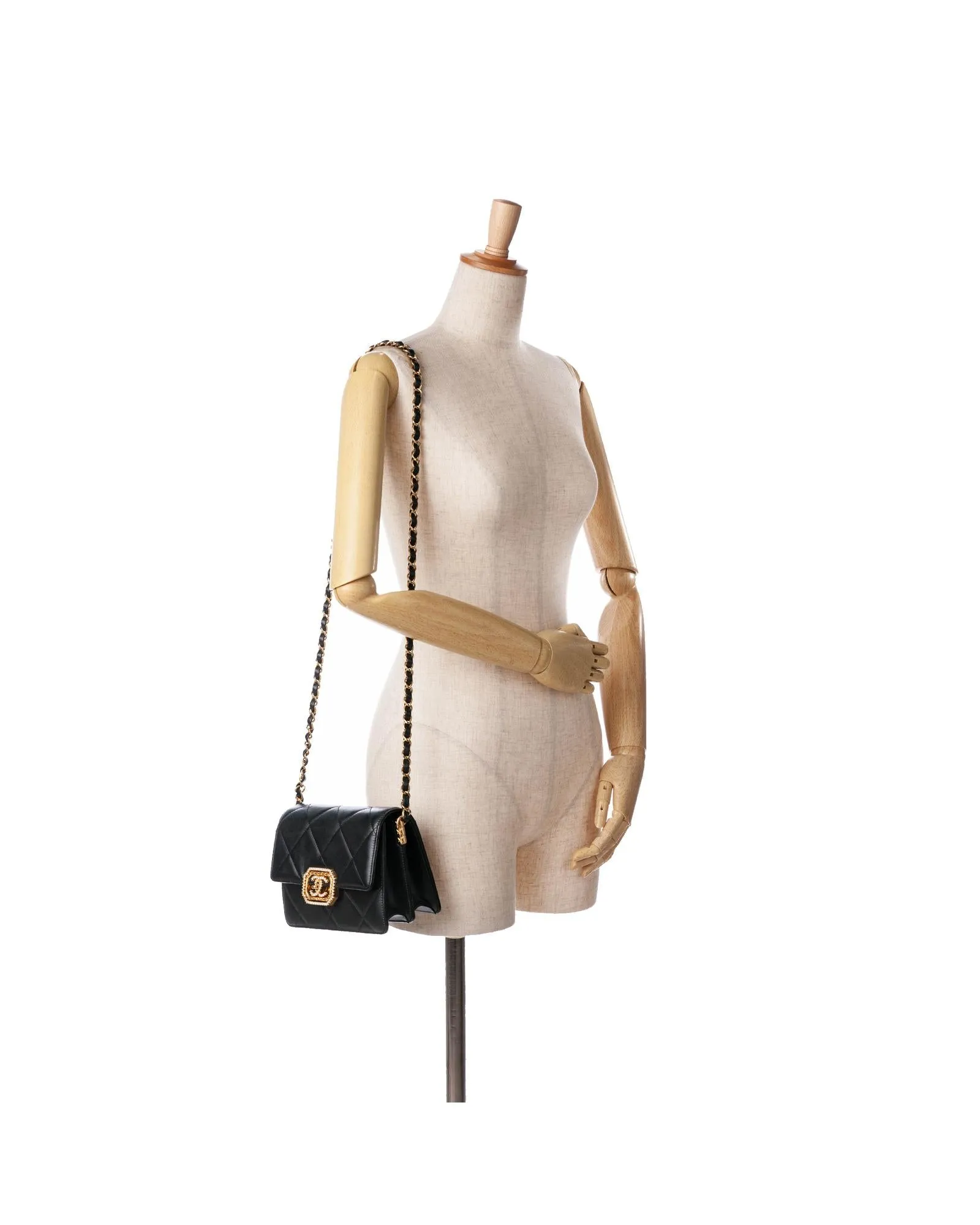 Quilted Lambskin Crossbody Bag with Octagonal Buckle