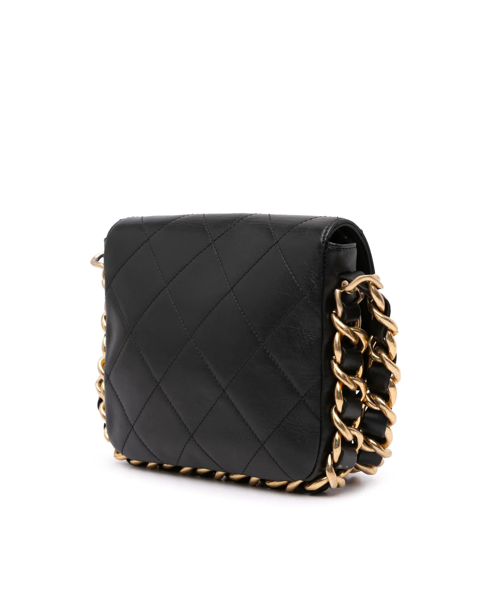 Quilted Leather Chain Flap Crossbody Bag