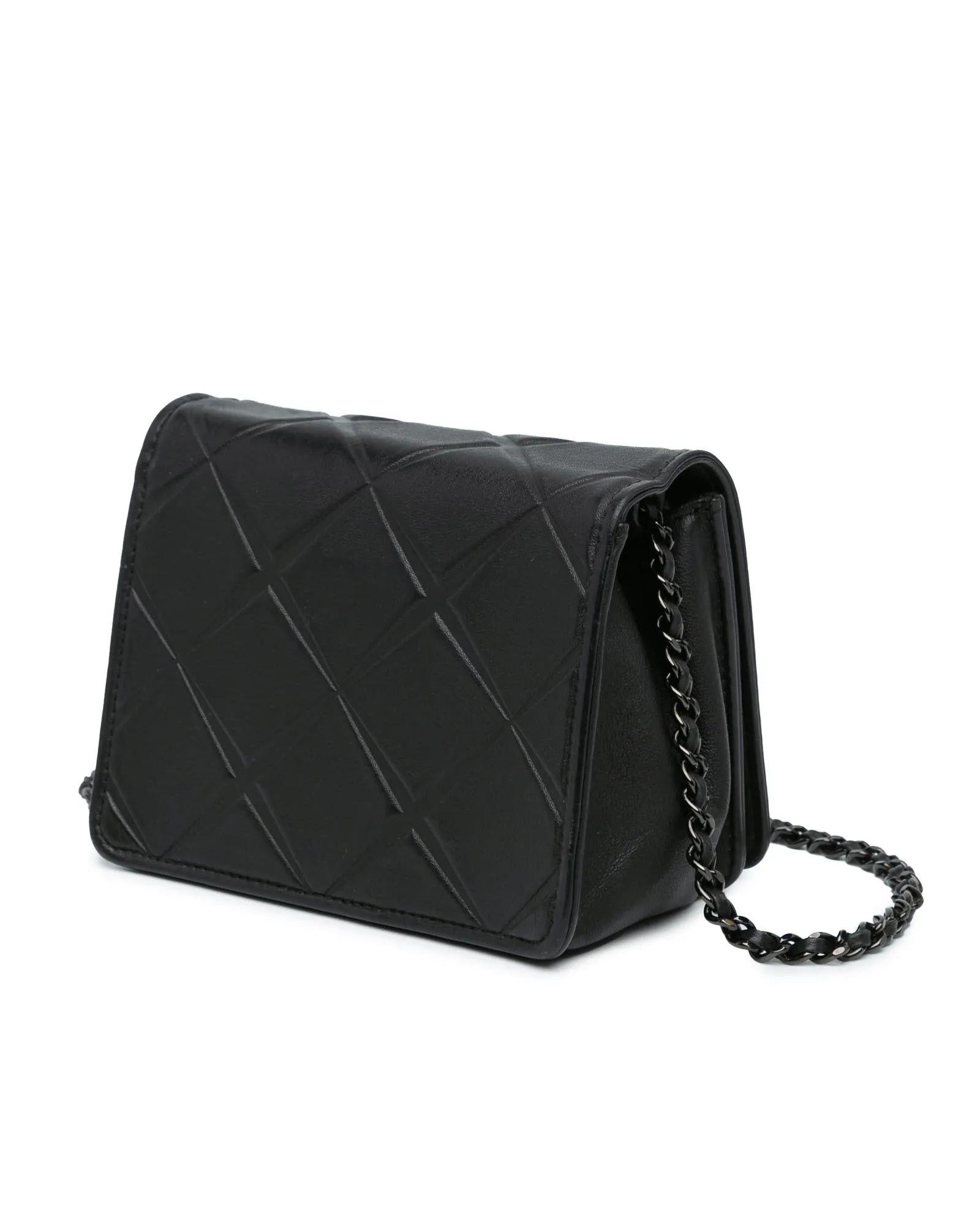 Quilted Leather Flap Bag with Chain Strap and Twist Lock Closure