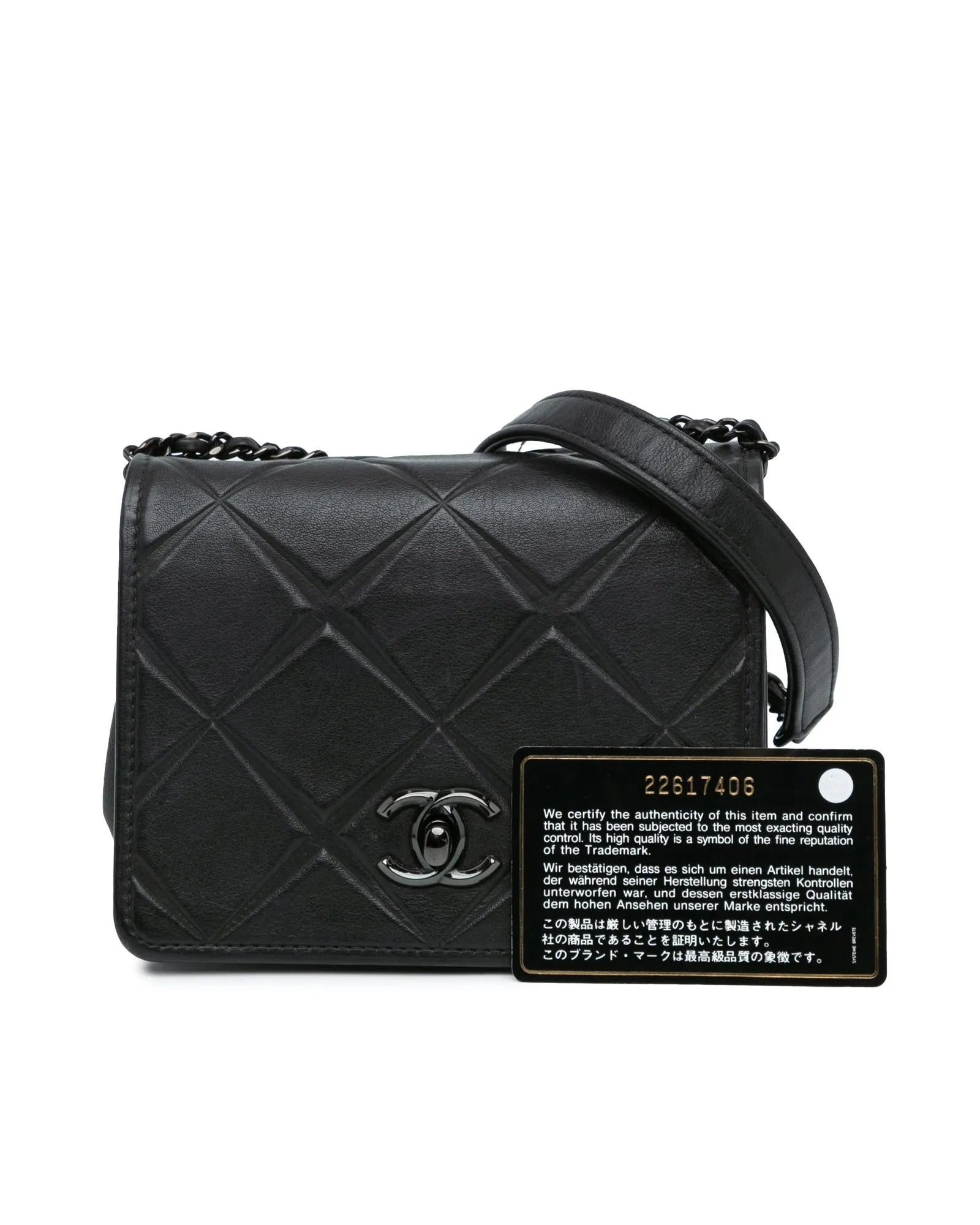 Quilted Leather Flap Bag with Chain Strap and Twist Lock Closure