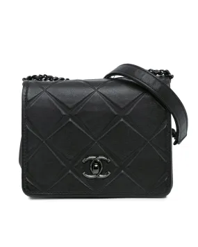 Quilted Leather Flap Bag with Chain Strap and Twist Lock Closure