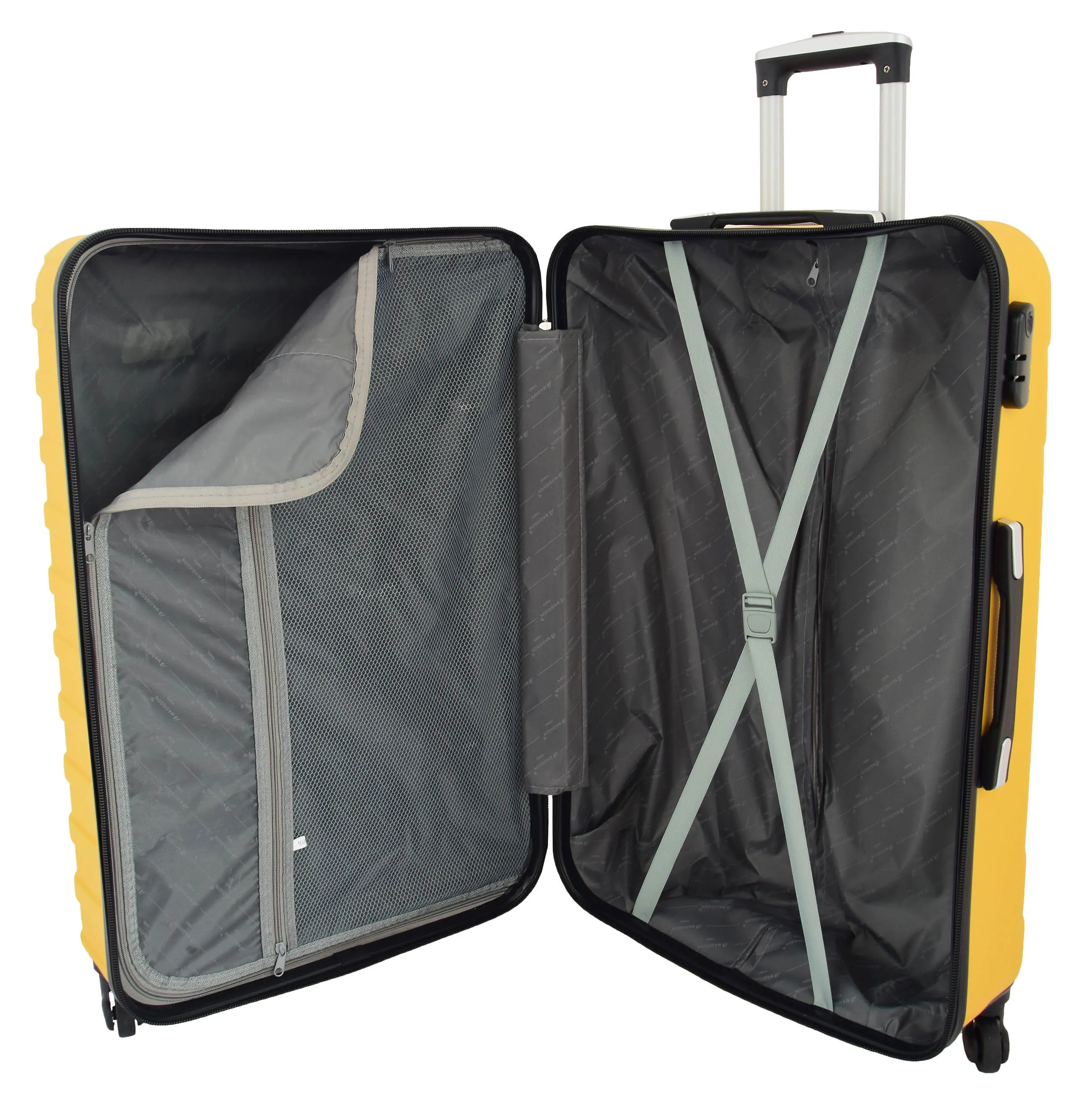 Robust 4 Wheel Suitcases ABS Yellow Lightweight Digit Lock Luggage Travel Bag Stargate