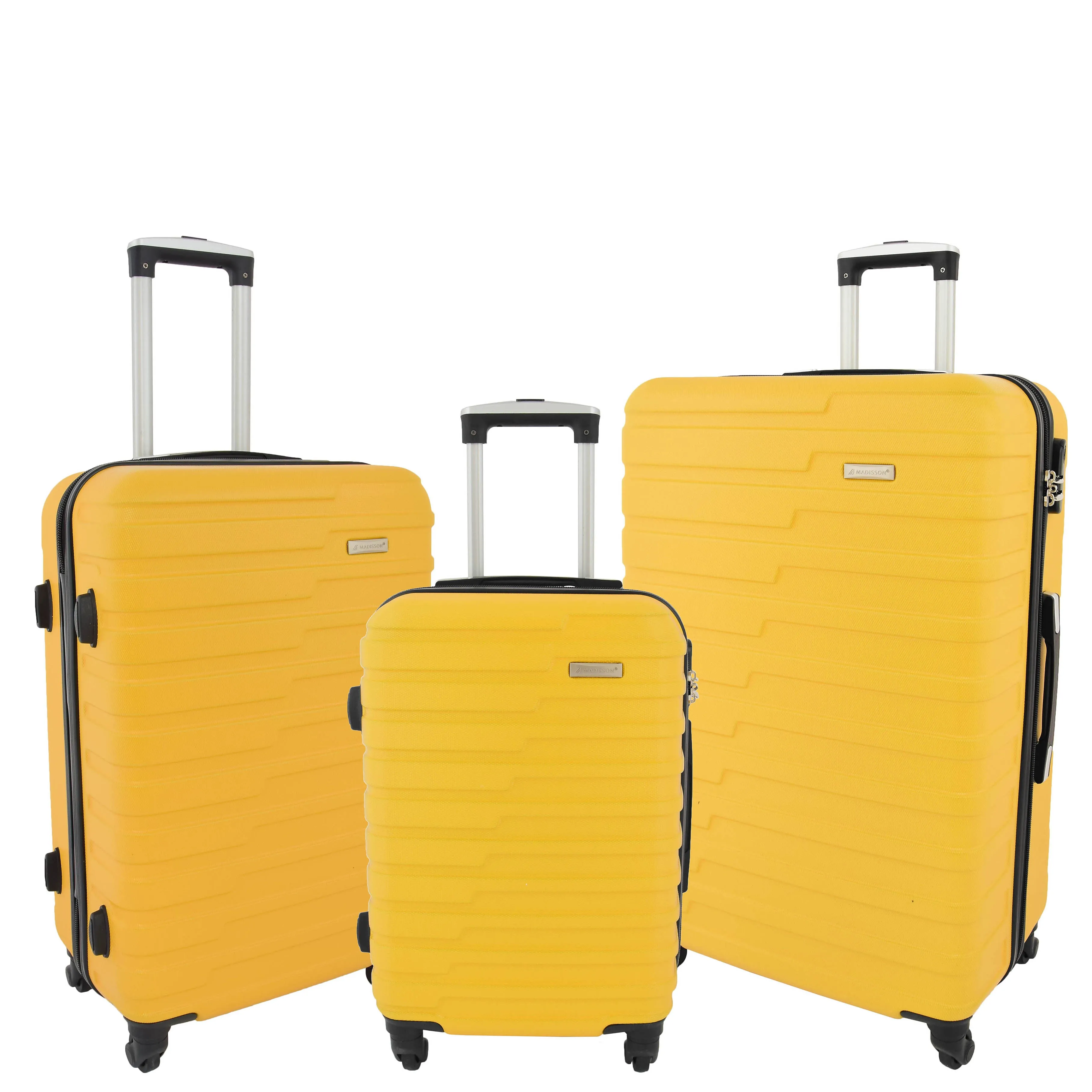 Robust 4 Wheel Suitcases ABS Yellow Lightweight Digit Lock Luggage Travel Bag Stargate