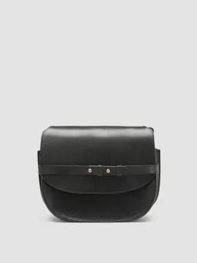 SADDLE 011 - Black Leather Crossbody Bag