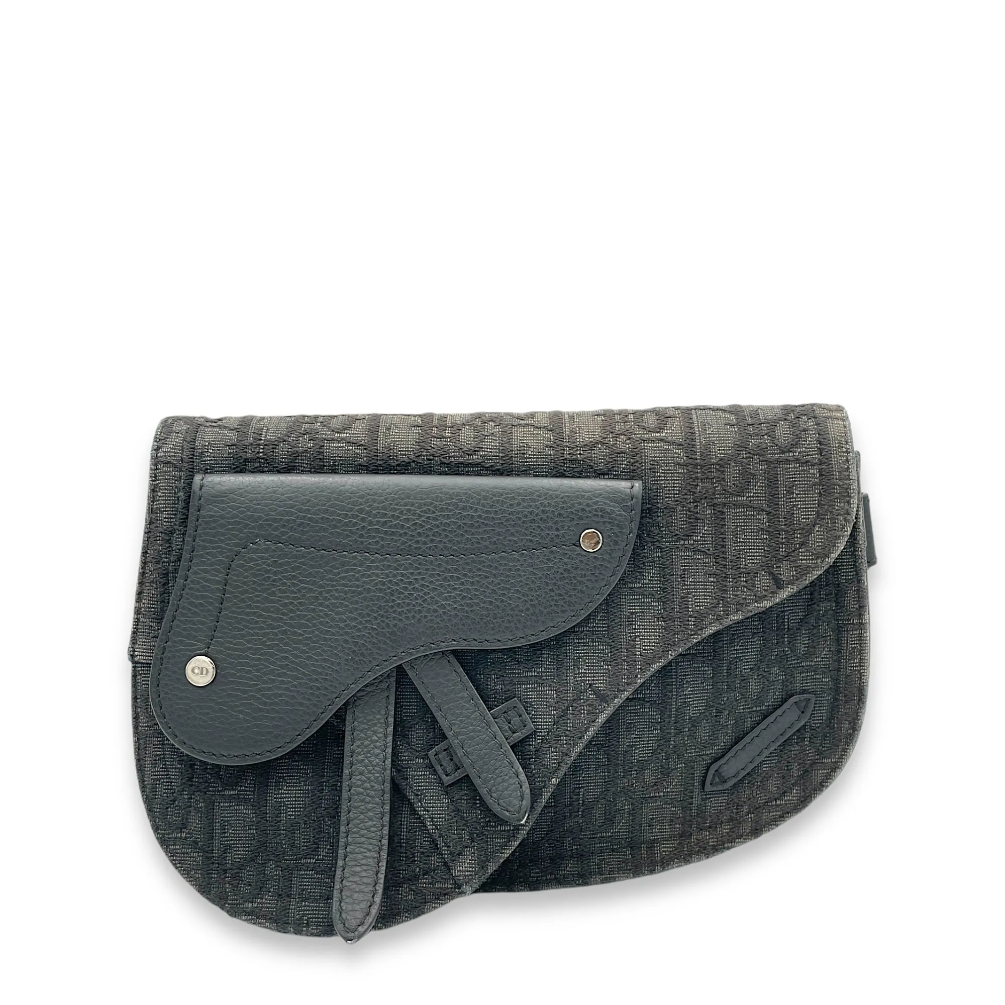 Saddle Black Crossbody Bag in Jacquard, Silver hardware