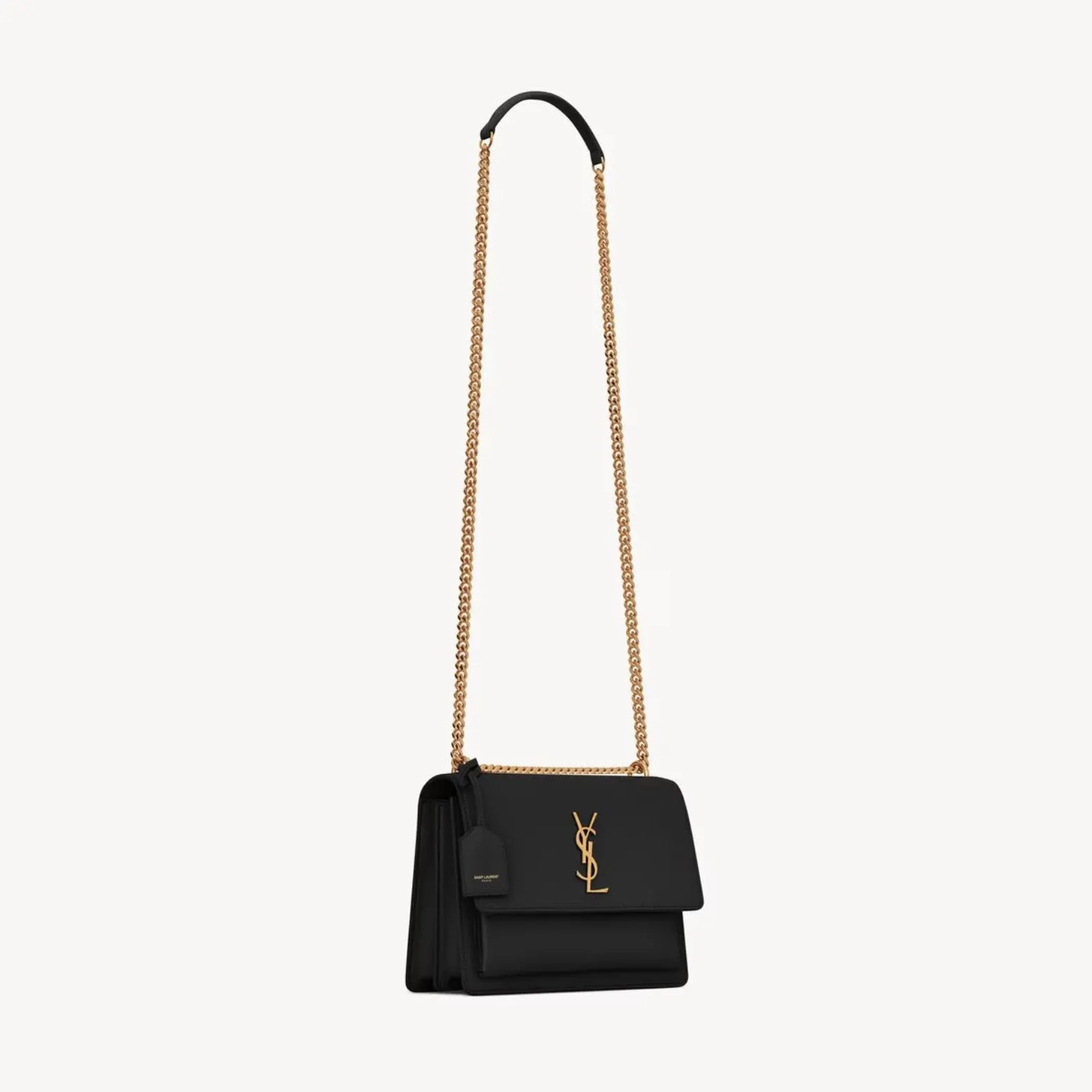 SAINT LAURENT Sunset medium chain bag in smooth leather - Gold