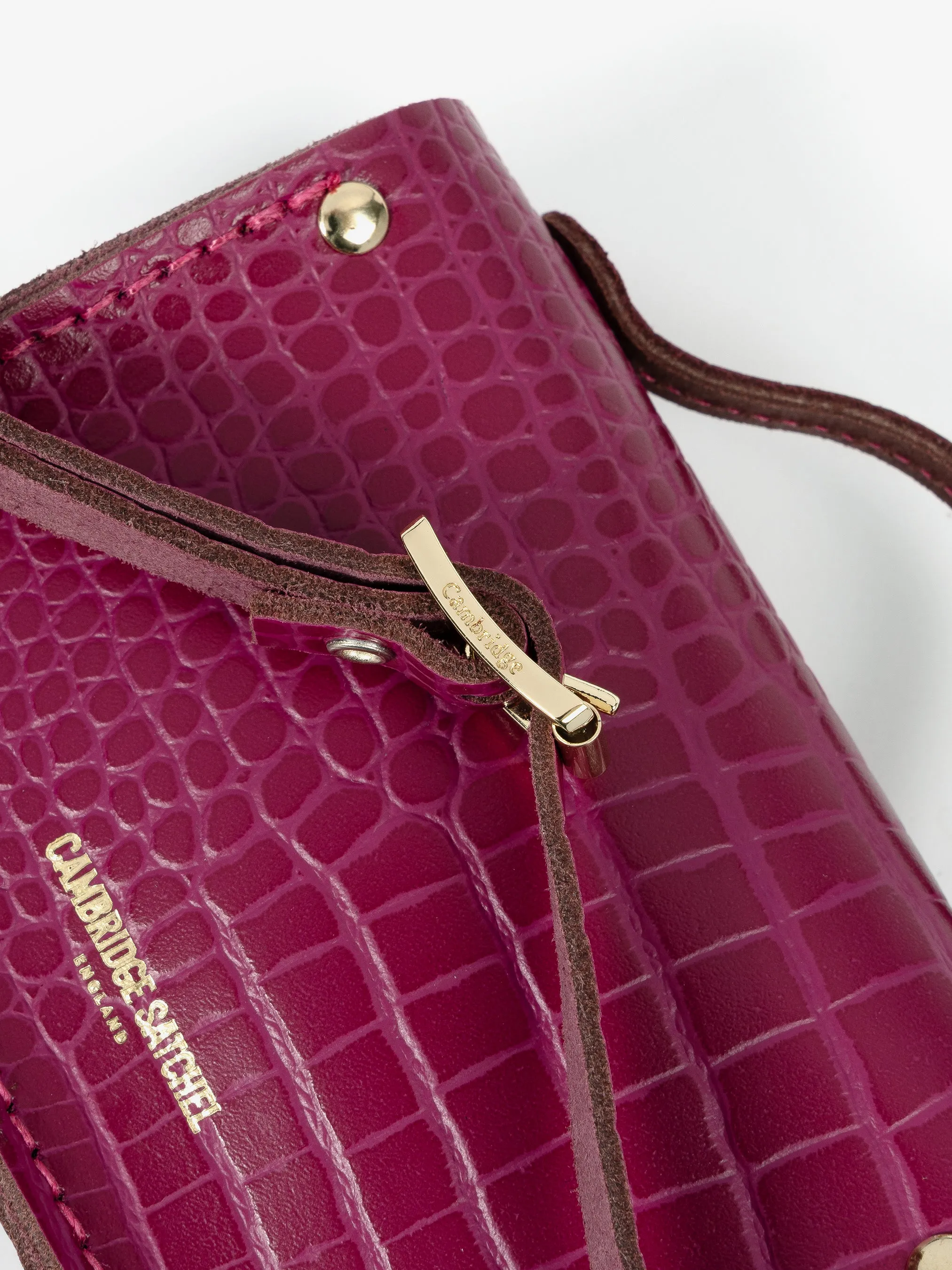 The Micro Satchel - Magenta Croc