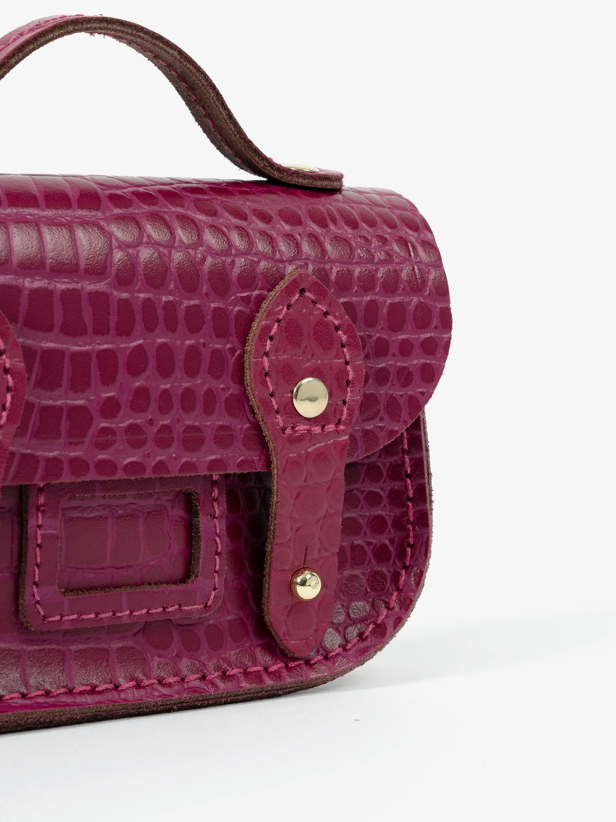 The Micro Satchel - Magenta Croc