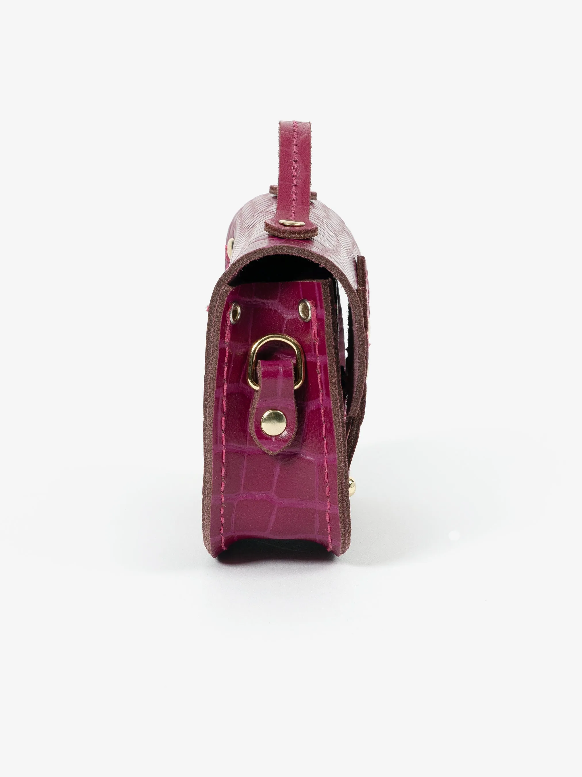 The Micro Satchel - Magenta Croc