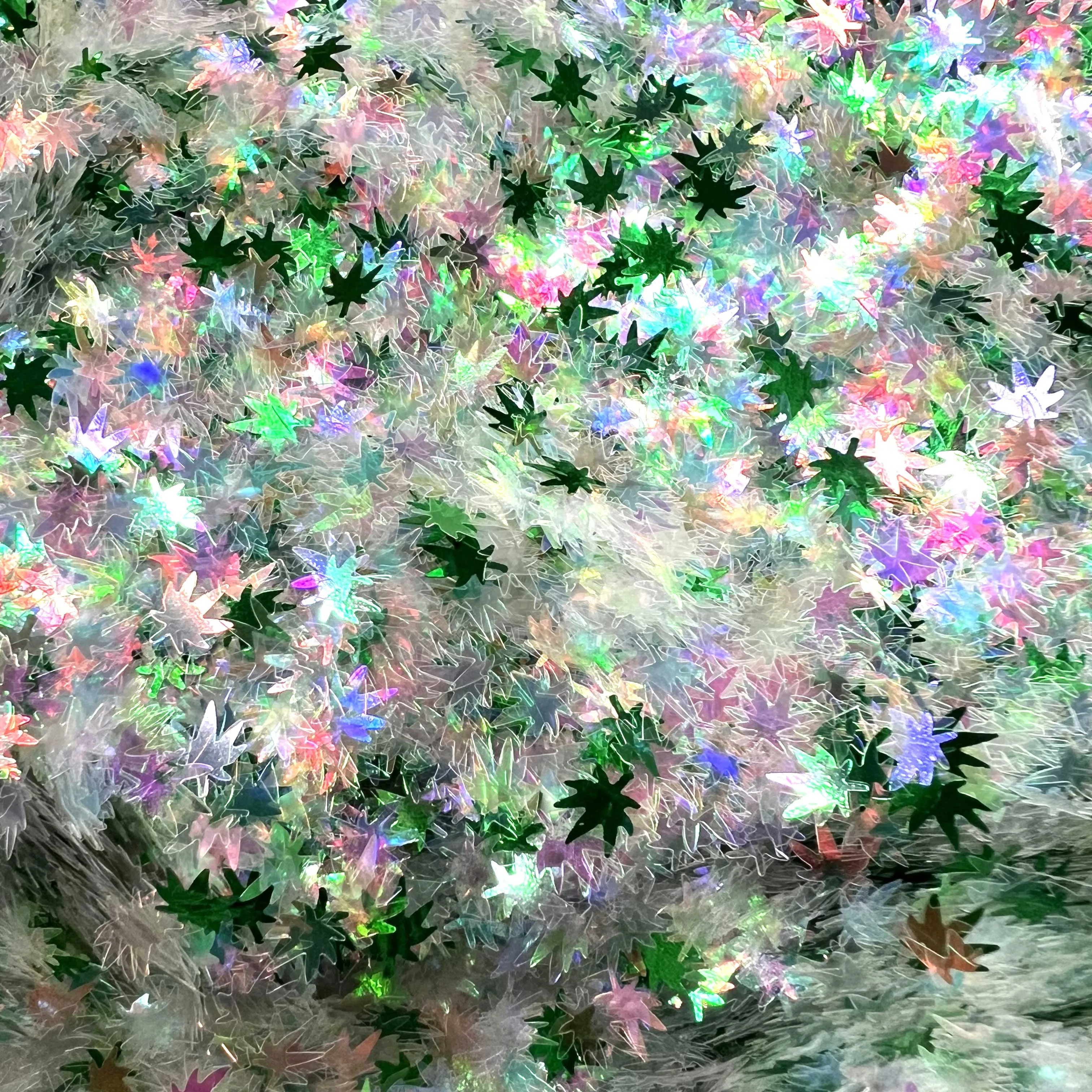 White Holographic Cannabis Confetti Keychain Klutch! 🌿✨