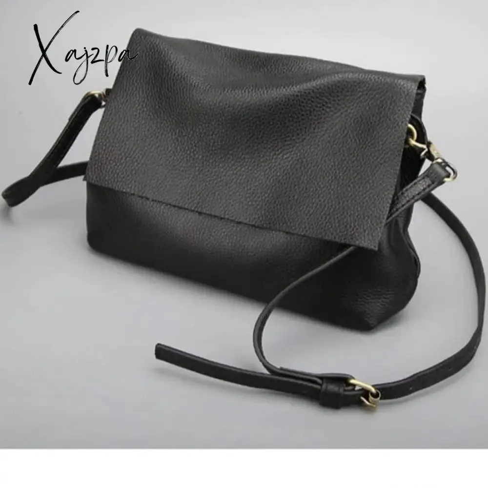 Xajzpa - Ladies Casual Handbag High Quality Leather Shoulder Bag Fashion Black Multilayer Storage Messenger Bag