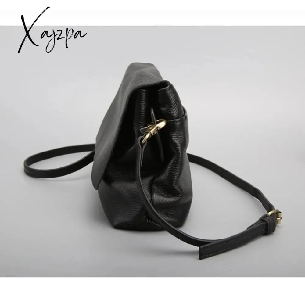 Xajzpa - Ladies Casual Handbag High Quality Leather Shoulder Bag Fashion Black Multilayer Storage Messenger Bag